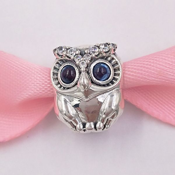 

authentic 925 sterling silver beads sparkling owl charm charms fits european pandora style jewelry bracelets & necklace 798397nbcb, Black