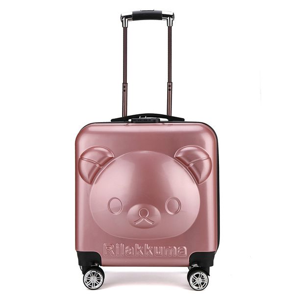 

18 inch cartoon bear luggage suitcase girl cartoon 3d pull rod box trolley case child travel luggage suitcase boarding box lgx50