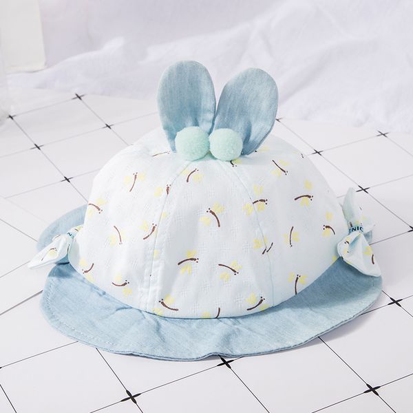 

baby cotton hat spring and autumn new children's rabbit ears basin cap cute summer sun hat, Yellow