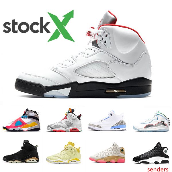 

stock x 2020 fire red 5 mens basketball shoes 5s travis scotts 13s cny 13 lucky green multi-color wing men sports designers sneakers