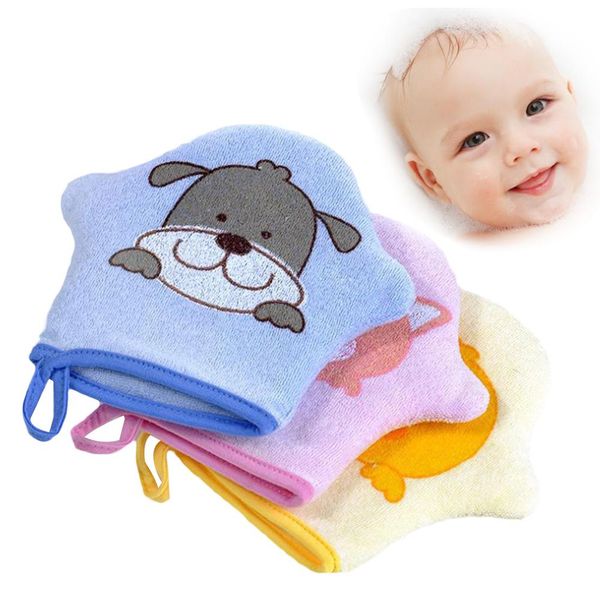 

cute animal cartoon duck print baby soft cotton bath shower exfoliating rubbing towel glove