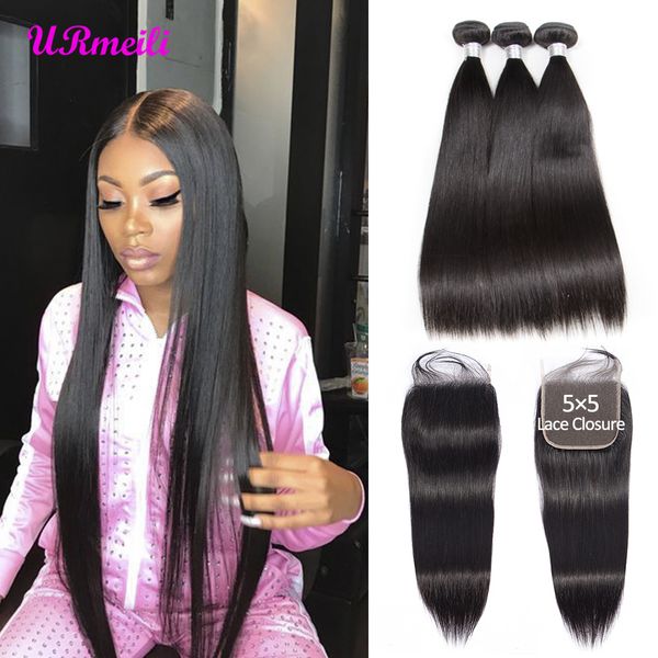 

peruvian straight virgin hair bundles with closure dhgate 5x5 lace closure with 3/4 bundles weave remy human hair bundles with closure, Black;brown