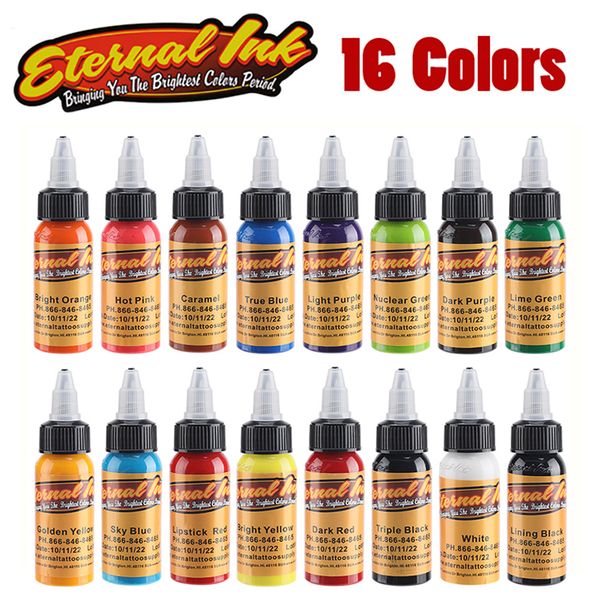 

new permanent 16 color tattoo ink 1oz / bottle set permanent makeup coloring pigment eyebrows body tattoo paint ink supplies