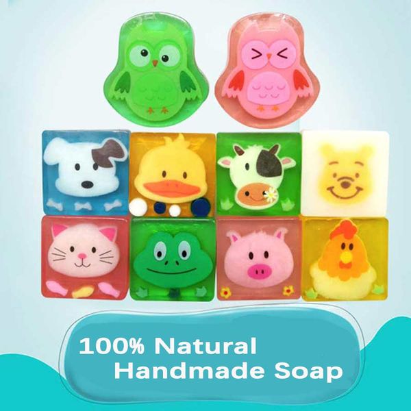 

100% натуральный дети cartoon масло мыло ручной работы mild мультфильм форма портативный ванна душ очистка мыло для ванной комнаты и сад