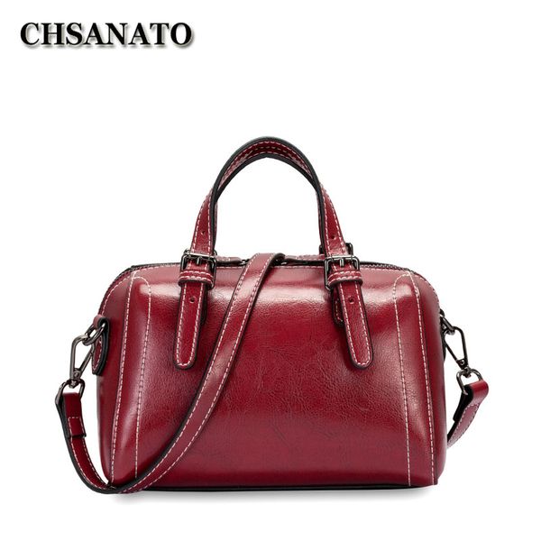 

chsanato oil wax cow leather small women bag fashion boston zipper handbag shoulder bag women messenger 2020 purse