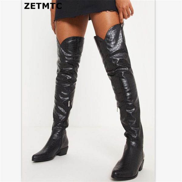

large size black and white ladies above knee thigh leather boots with motorcycle riding boots women's 35-43