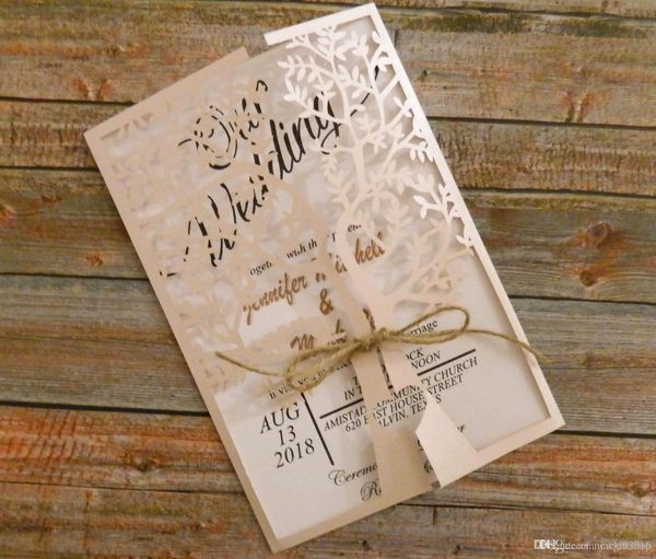 2018 Fall Love Tree Weddubg Invitations Laser Cut Wedding Invite