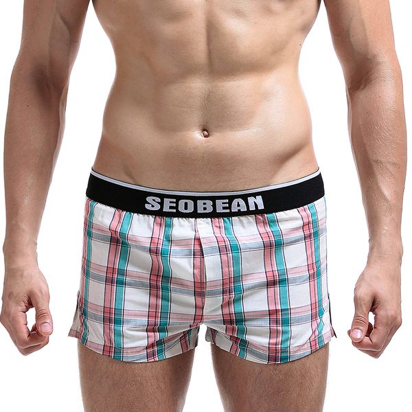 

new seobean men's short 100% cotton male boxer mesh household shorts quick-drying casual shorts, White;black