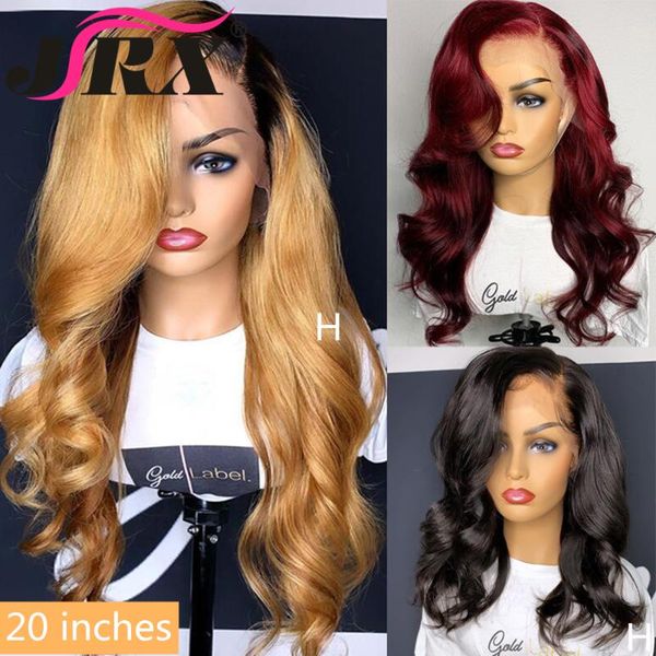 

glueless brazilian body wave wig 13x4 colored remy human hair wigs ombre black burgundy blonde 99j lace front human hair wig, Black;brown