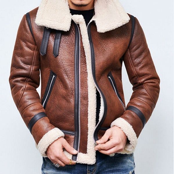 

laamei new fashion winter mens coat costume leather coat jacket cosplay faur jacket long-sleeve winter outerwear coats, Black