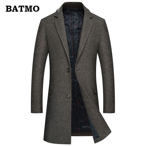 

batmo 2018 new arrival winter wool casual long trench coat men,men's long jackets ,long coat men ,al27, Black