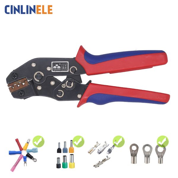 

crimping tool ratcheting wire crimper tool and interchangeable dies for heat shrink connectors non-insulated ferrule terminals