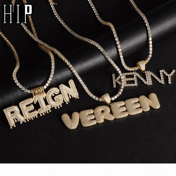 

hip hop iced out bubble letters пользовательские имя циркон цепь pendantsnecklaces для мужчин ювелирных изделий с золотом серебром кубинских, Silver
