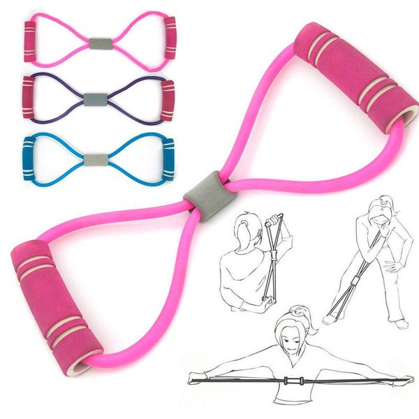 

8 word type resistance band chest fitness yoga pilates pull ropes tube training stretch cross fit equipment elastic band ing