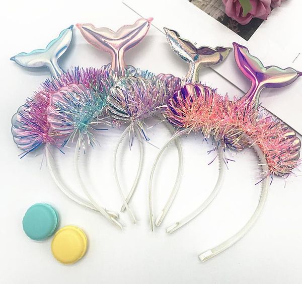 

unicorn mermaid headband hair sticks fashion child kids shell hairband diy hair accessories oceantheme birthday party gift, Slivery;white