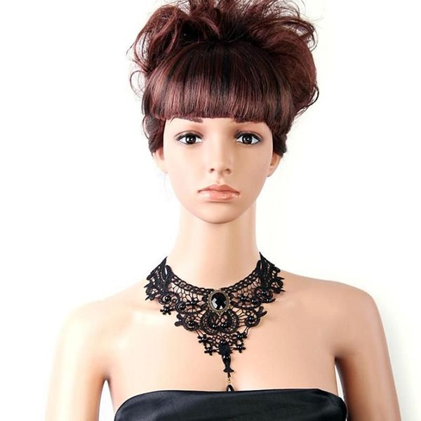 2019 New Collares Sexy Gothic Chokers Crystal Black Lace Neck