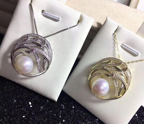 

gt;&gt;&gt;&gt;noble jewelry natural 9-10 freshwater pearl necklace pendant 925silver (2colour choose, Silver