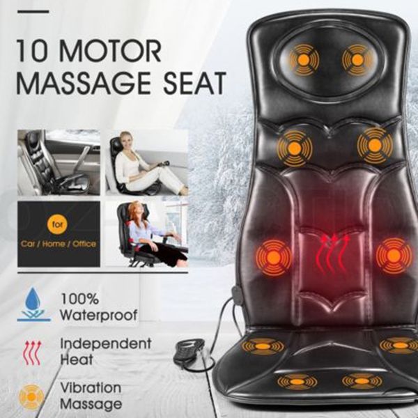 

10 motor vibration massage chair seat cushion w/ heat for home office car