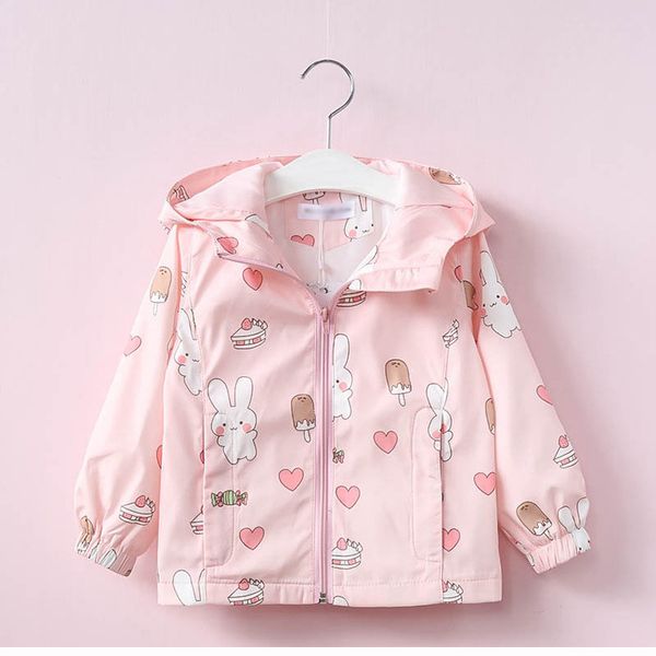 

girl's jacket spring and autumn 2019 children's cartoon ice cream windbreaker baby zipper shirt, Blue;gray