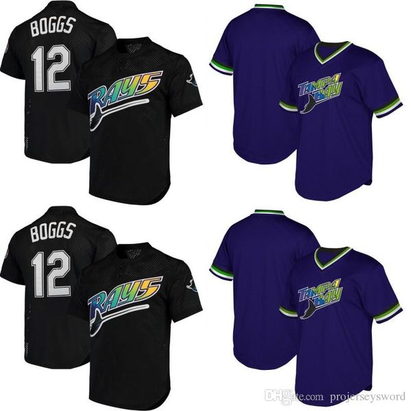 

Mens Tampa Bay 12 Wade Boggs Cooperstown Collection Mesh Rays 1991 Wade Boggs Retro Baseball Jerseys Free Shipping