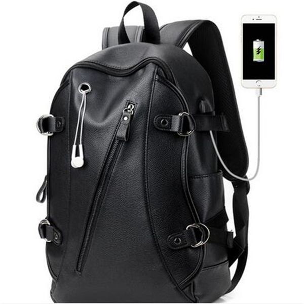 

pu material waterproof mountaineering bag riding hiking backpack travel outdoor bag men usb charging anti-theft sports