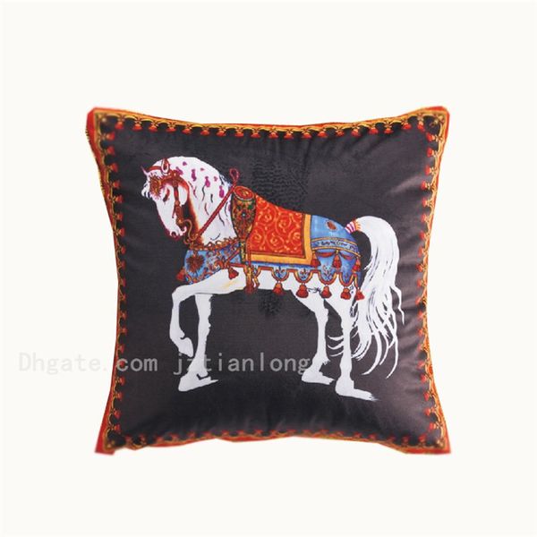 Luxury Horse Printing Double Sides Retro Printed Pillow Delicate