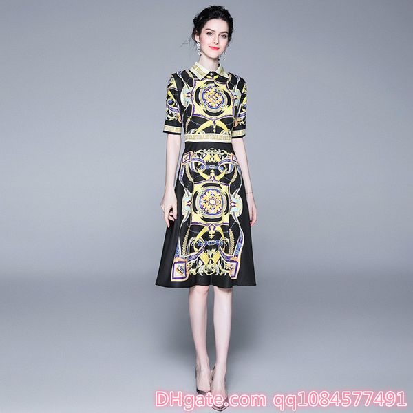 

summer women dress vintage bohemian totem print with short sleeve lapel collar sundress pocket red white dress striped female brand, Black;gray