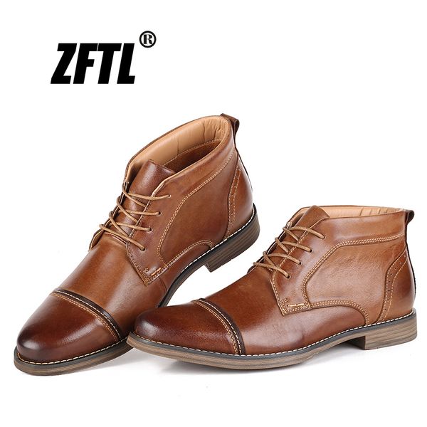 

zftl new men martin boots man casual genuine leather ankle boots handmade winter warm male booties big size motorcycle 015, Black