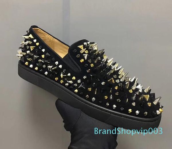 

2019 fashion with box designer sneakers black leather & spikes red bottom for men and women leather sneakers party designer shoes 36-46