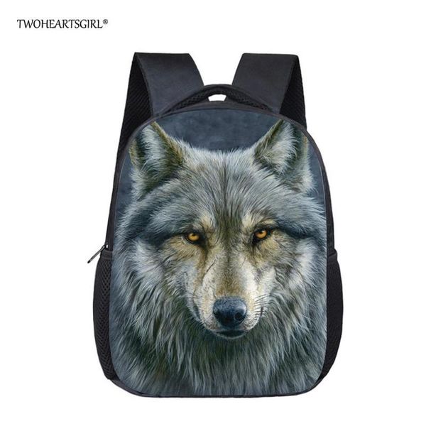 

twoheartsgirl printing wolf school bag for kindergarten baby kids small toddler boys girls bookbags preschool backpacks 12inch