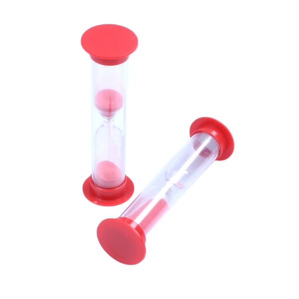 

plastic red hourglass timer two minute for child brushing teeth