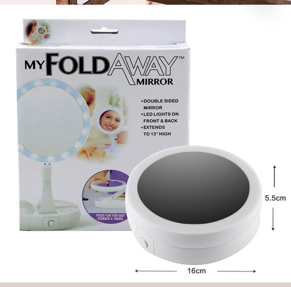 

dhl double-sided round rotation led lights makeup mirror adjustable stand desk lamp with storage box