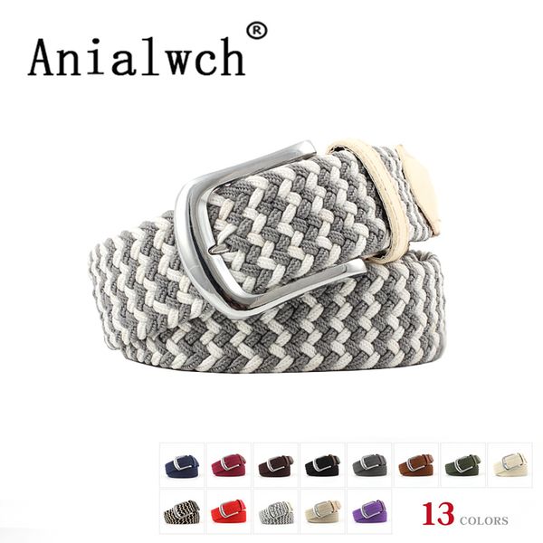 

106x2.5cm new mens casual stretch woven belt women's wide elastic belts for woman jeans knitted belts men modeling cinturon n081, Black;brown