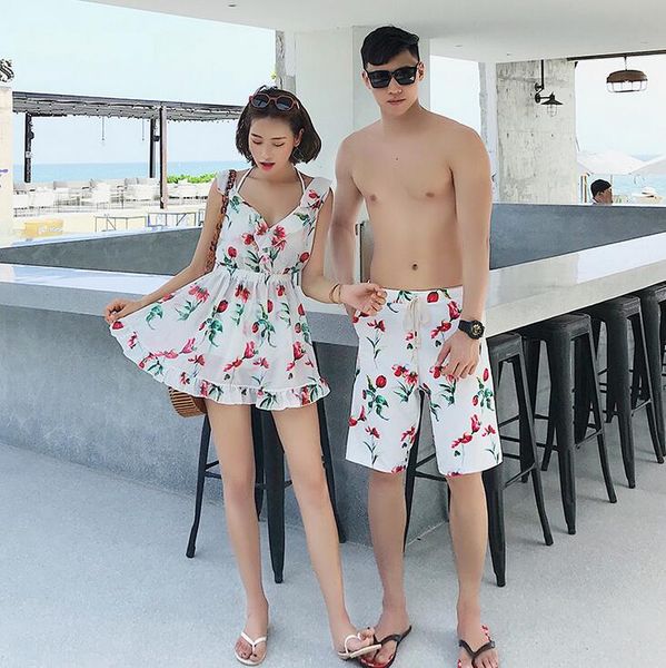 

2019 mujer women mens couple swimsuit bikini men board shorts swimming trunks beach surfing board short family swimwear