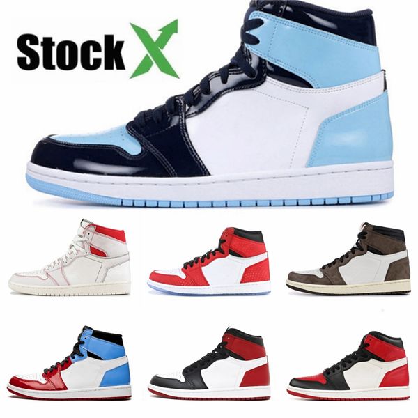 

1s jumpman men women basketball shoes 1 high court purple white unc patent incredible hulk nc to chi leather sport sneakers #980