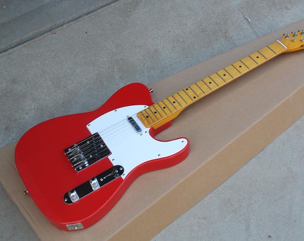 

бесплатная доставка новое поступление! красный корпус электрогитара с кленовым грифом, fixed bridge, chrome аппаратных средствами, предлагае