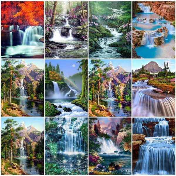 

5d diy diamond painting waterfall scenic full square rhinestone diamond embroidery landscape cross stitch mosaic home decoration