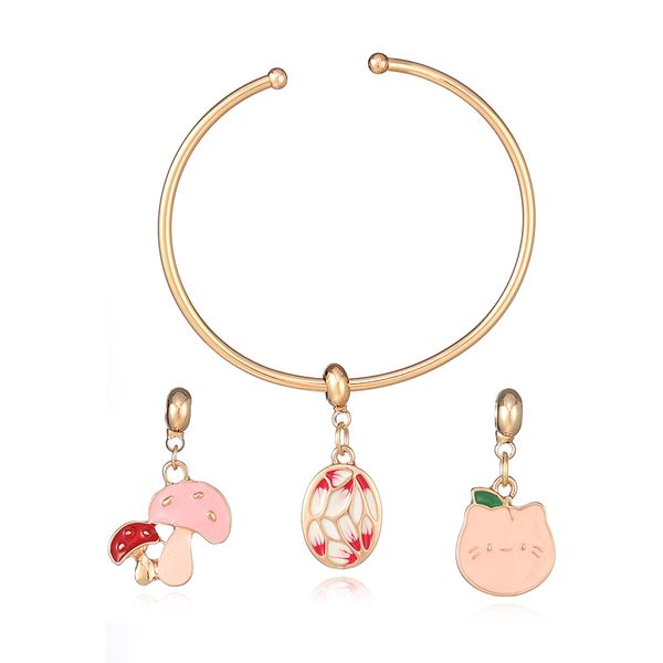 

new fashion gold plating bangle with 3 charms for children, Black