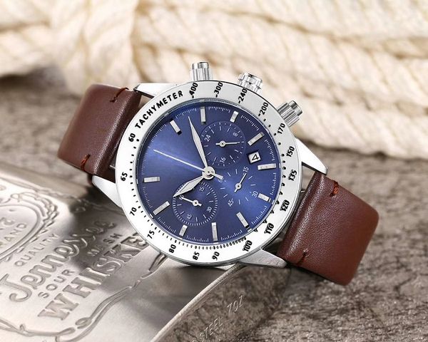 

2020 luxury mens watches all dial work series quartz watch designer watches arma brand leather belt mens fashion accessories, Slivery;brown