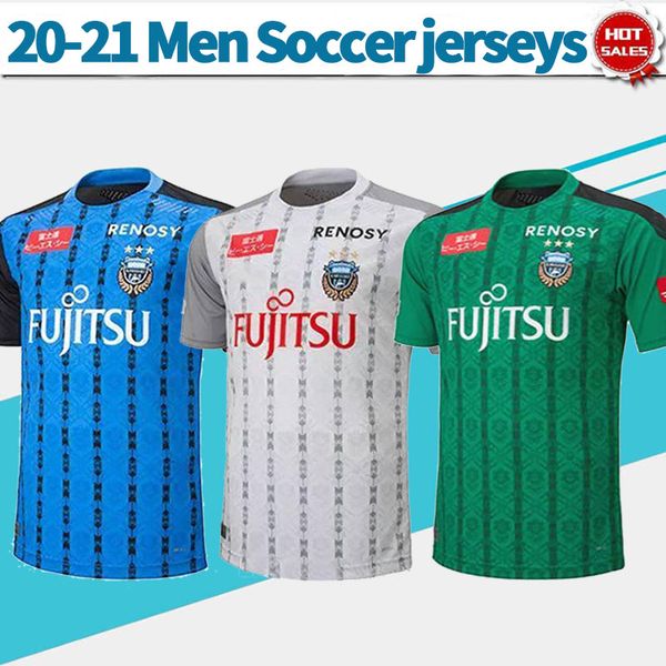 

20-21 j1 league kawasaki frontale home blue soccer jerseys #8 a.iniesta 2020 away grey soccer shirt men third green football uniform, Black;yellow