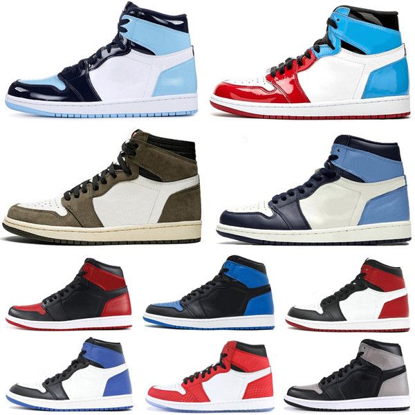 

off 1s high travis scotts og fearless obsidian mens basketball shoes 1 spiderman unc banned bred toe 3 men women sports shoes sneakers, White;red