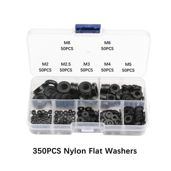 

350/250pcs nylon plastic insulation washers m2 m2.5 m3 m4 m5 m6 m8 black nylon spacers seals plastic washers set gasket ring kit