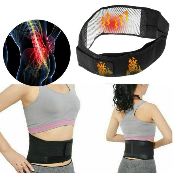 

magnetic back support brace belt lumbar lower waist support double adjust pain relief, Black;gray