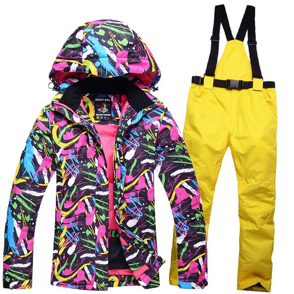 

female ski suit snowboard suit jacket + pant waterproof windproof breathable clothing winter thermal clothes women