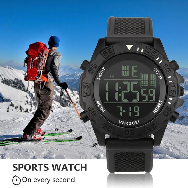 

outdoor explore simple style silicone strap waterproof electronic sport digital watch for men gift, Slivery;brown