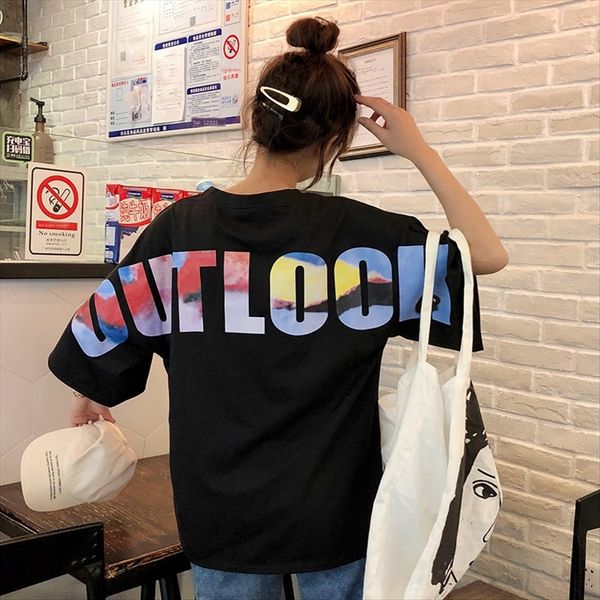 

2019 summer short-sleeved t-shirt female ins fashion loose student all-match t-shirt underwear white cec girlfriends clothes