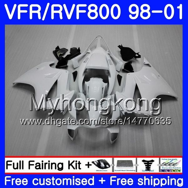 Karosserie für HONDA Interceptor glänzend weiß neu VFR800R VFR800RR 98 99 00 01 259HM.17 VFR800 VFR 800RR VFR 800 RR 1998 1999 2000 2001 Verkleidungsset