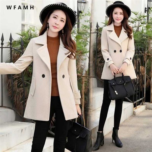 

winter woolen coat female short section autumn and winter clothing new korean version of the cape popular nizi thick coat, Black