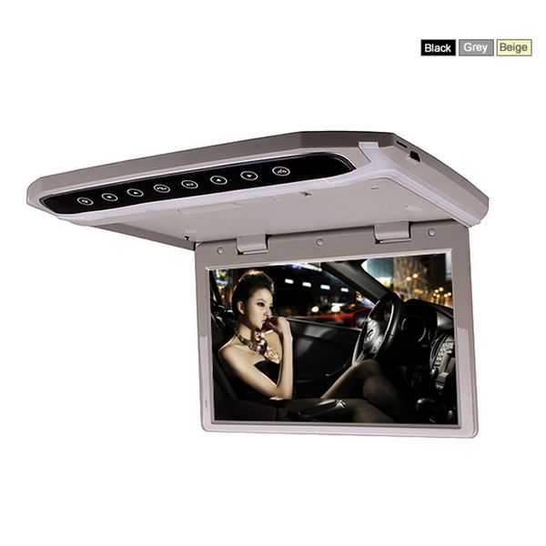 

2019 car roof mount monitor 17.3" flip down tft lcd player with hd 1080p video usb fm hdmi sd touch button ceiling mp5 player