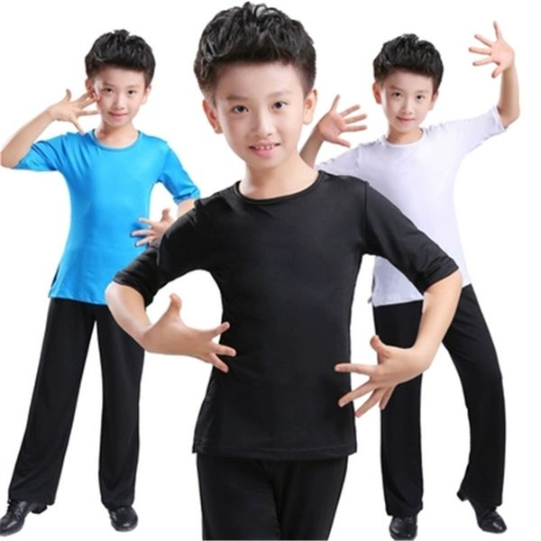 

2018 new boy latin ballroom costume sets children latin shirt+pants suit rumba samba dancewear dance competition clothes, Black;red